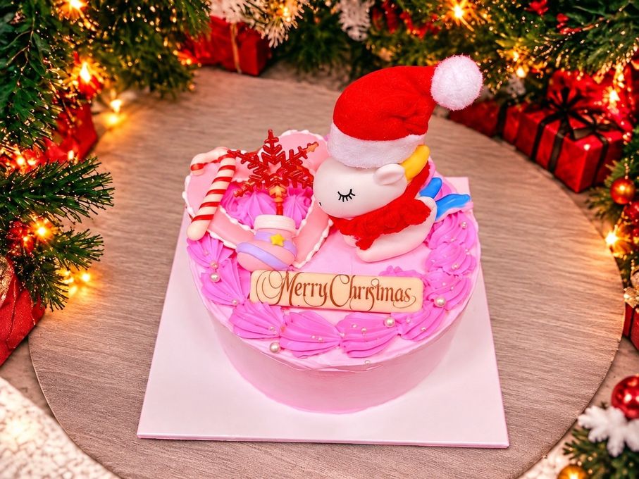 ユニコーンサンタピンクケーキ 4号 クリスマス2026 3
