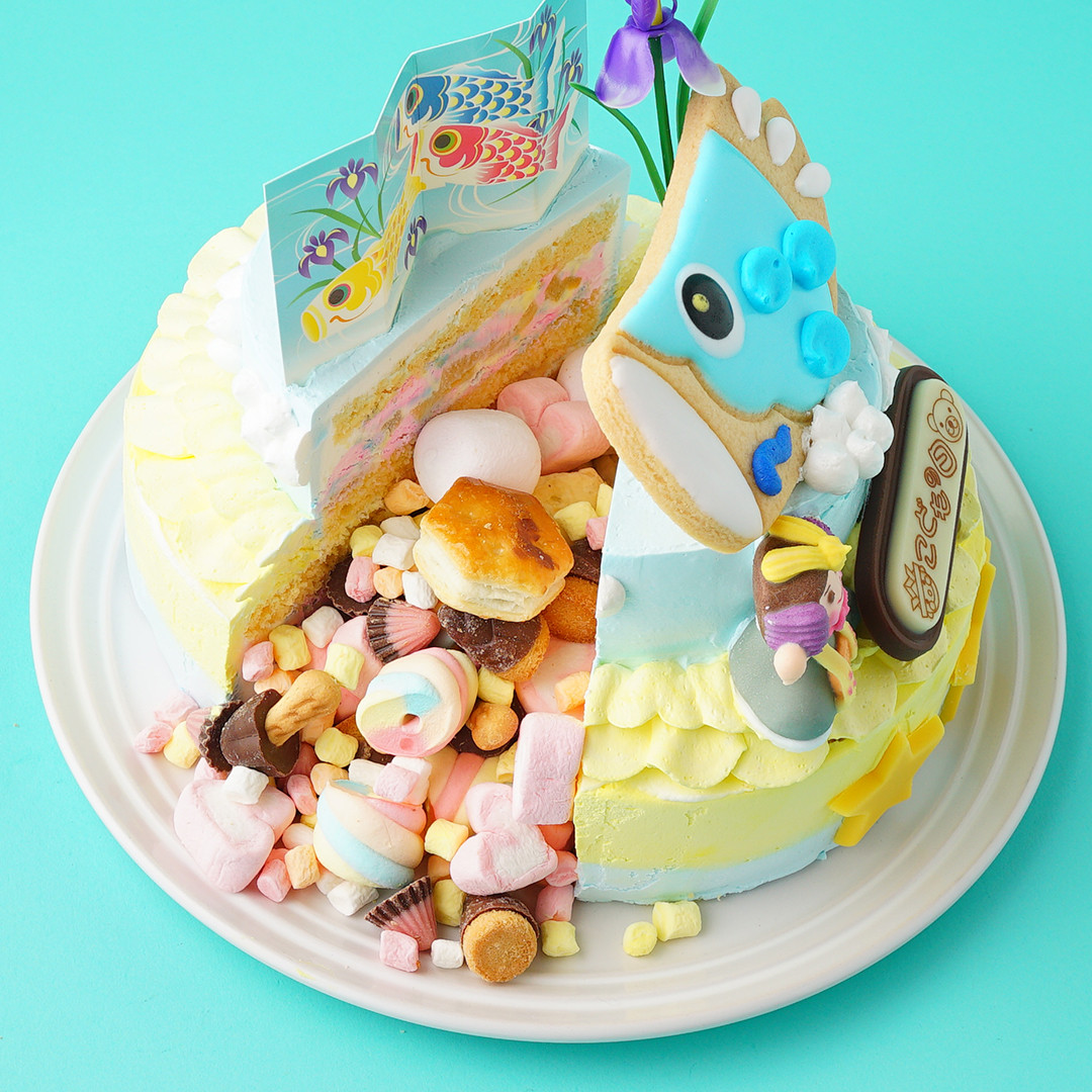 ギミック&フルーツin豪華こいのぼり2段ケーキ 5号+4号 こども ギミック&フルーツin豪華こいのぼり2段ケーキ 5号+4号 こども