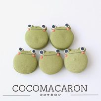 かえるファンにはたまらないギフト 手描きイラスト入りマカロン 5個入り