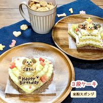 《犬用》選べるわんこの３段ケーキ☆米粉スポンジ