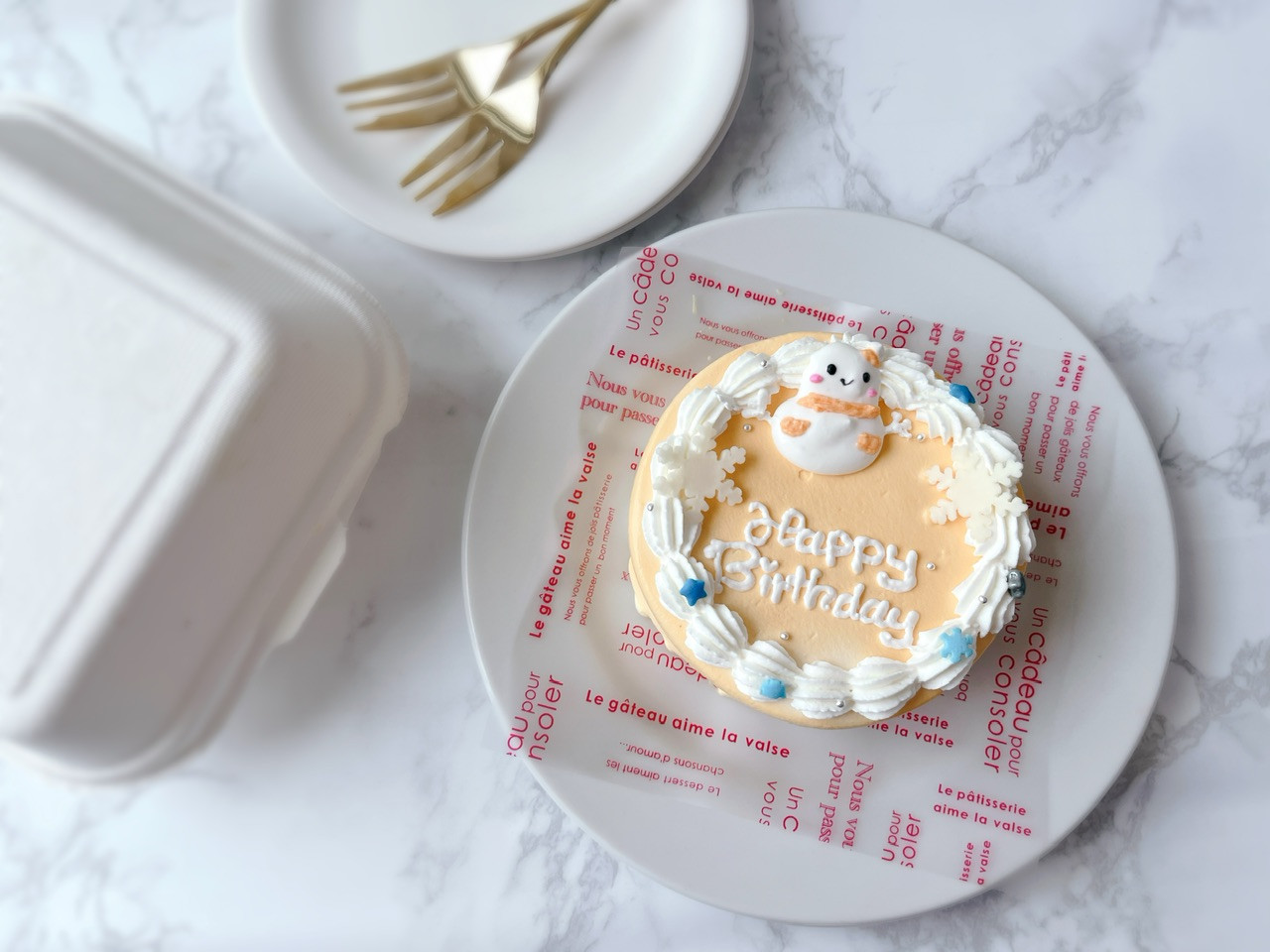 雪だるまスノーマン センイルケーキ ランチボックス入り（La vie en