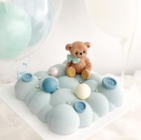 くものうえのくまさん 【お誕生日/ベビーシャワー/スマッシュケーキ/七五三/お祝いケーキに…】blue