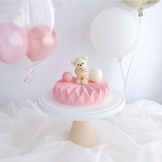 キラキラくまさんケーキ【お誕生日/ベビーシャワー/スマッシュケーキ/七五三/お祝いケーキに…】pink 2