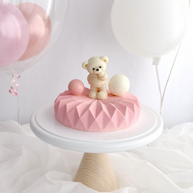 キラキラくまさんケーキ【お誕生日/ベビーシャワー/スマッシュケーキ/七五三/お祝いケーキに…】pink 1