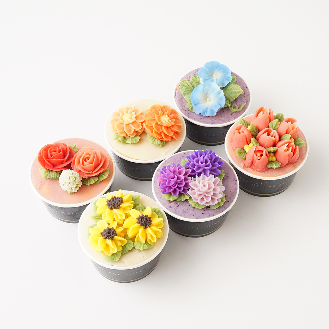 フラワーカップケーキ6個（あんクリーム）（華水月