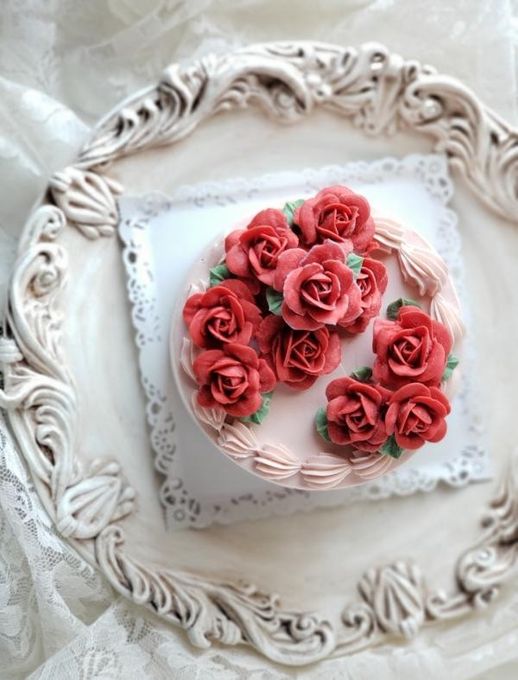 フラワーケーキ lovely rose レッド 6号 18cm  3