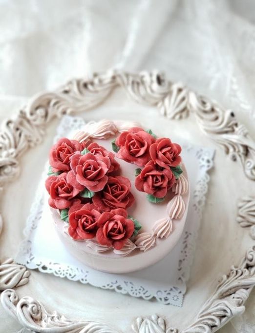 フラワーケーキ lovely rose レッド 4号 12cm  2
