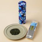 備長炭火入れ静岡茶とパウンド5個セット （青色茶缶・紺風呂敷）  4