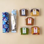 備長炭火入れ静岡茶とパウンド5個セット （青色茶缶・紺風呂敷）  9