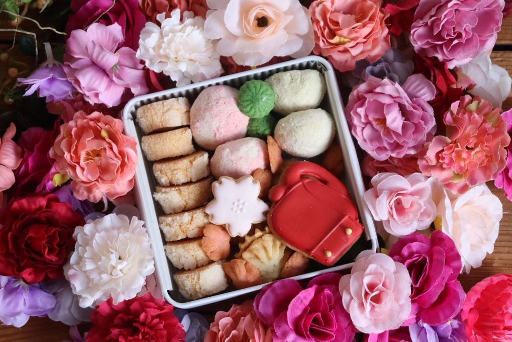 選べる色とメッセージ☆ランドセルと桜のクッキー缶（S) 1