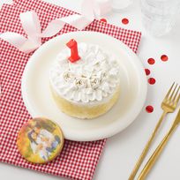 【白砂糖不使用】写真付き豆乳クリームフラワーケーキ 5号 ファーストバースデーにおすすめ