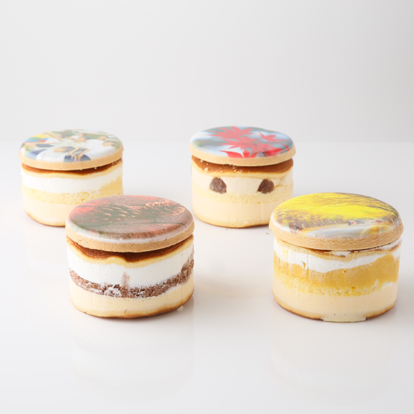 【お好きな画像で楽しめる！】秋の味覚どら焼きケーキ（直径8cm） 4個入（プリントアイシングクッキー付 かぼちゃ 渋皮栗 黄栗 きなこ） 3