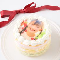 【お子様のバースデーに写真でお祝い♪】3色ミルクレープケーキ 4号