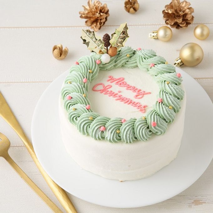 【Cake.jp限定】【センイルケーキ】リースがかわいいセンイルケーキ 4号 クリスマス2023 1