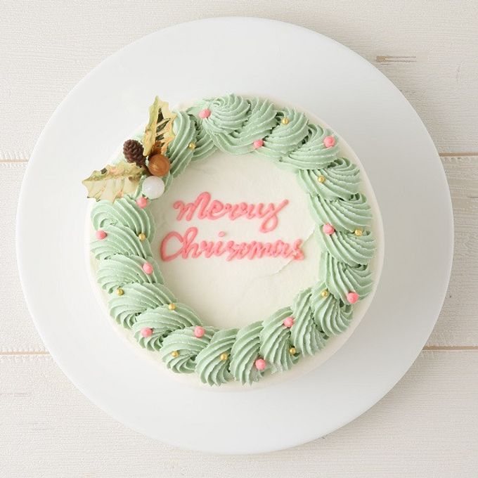 【Cake.jp限定】【センイルケーキ】リースがかわいいセンイルケーキ 4号 クリスマス2023 2