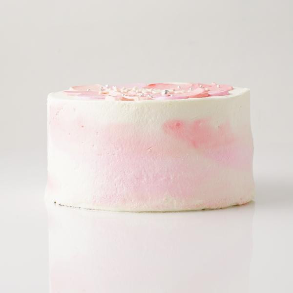生クリームで作るセンイルケーキ。(ラズベリーとイチゴとバラのコンフィチュールをサンド) 12cm 6