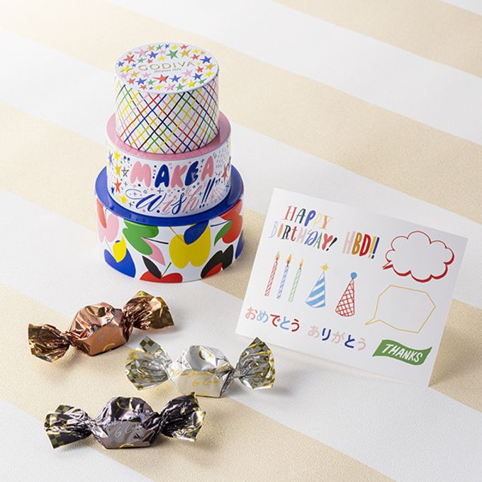 【GODIVA】サンキュー＆ハピネス ケーキ形缶 G キューブ アソートメント 6粒入 母の日のギフト・プレゼント2025 1