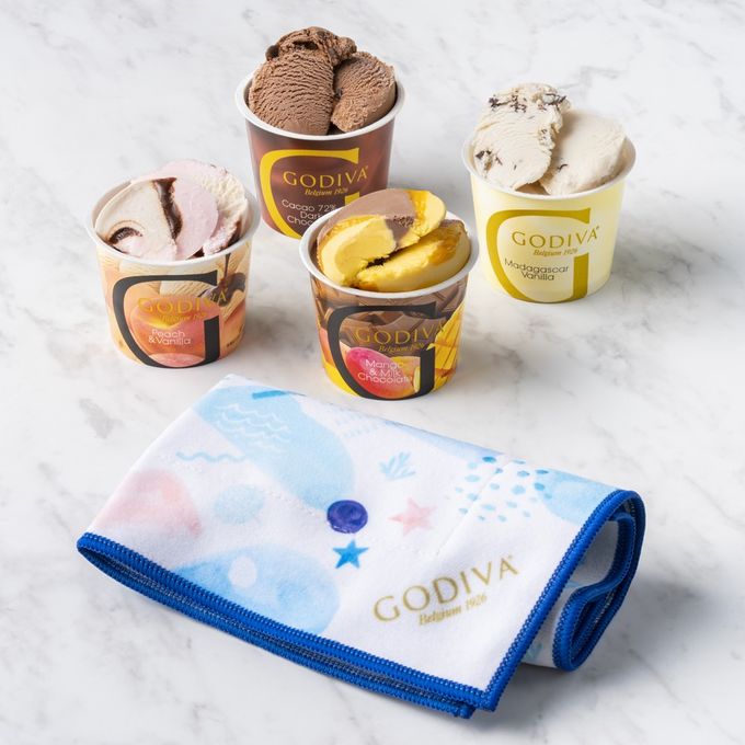 【GODIVA】カップアイス 120ml（4個入）+ くっつく保冷クロスセット 父の日2026 1
