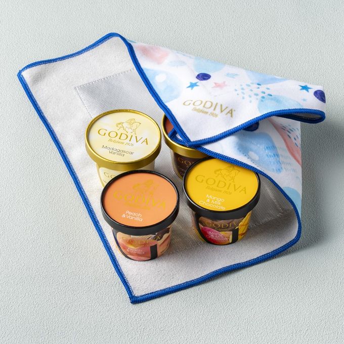 【GODIVA】カップアイス 120ml（4個入）+ くっつく保冷クロスセット 父の日2026 2