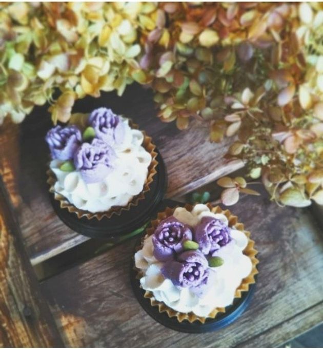 ヴィーガン&グルテンフリー！ 紫芋のフラワーケーキ ２個セット《ヴィーガンスイーツ》  1