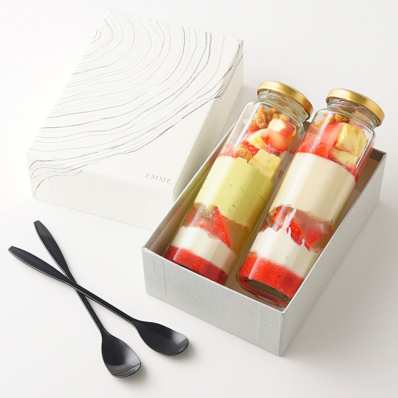 苺のチーズケーキな瓶パフェ2本セット【Cake.jp限定セット】表参道の人気スイーツ店[EMME]が誇る実力の一品  8