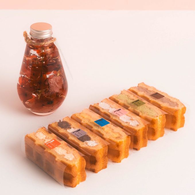 【送料無料】ハーバリウム＆ワッフルケーキ6種セット レッド  1
