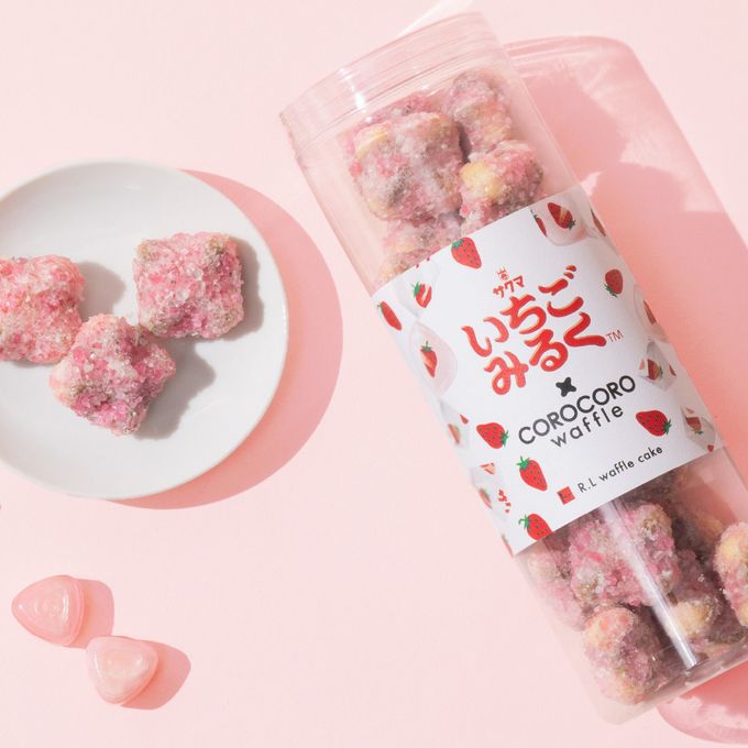 【ワッフル・ケーキの店R.L(エール・エル)】コロコロワッフル ロング 「サクマ いちごみるく