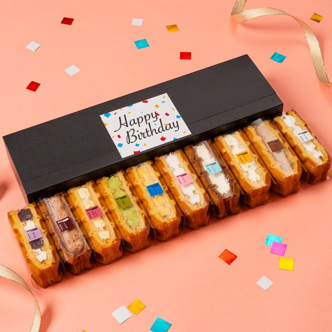 【送料無料】 誕生日シール付きワッフルケーキ10種セット 1