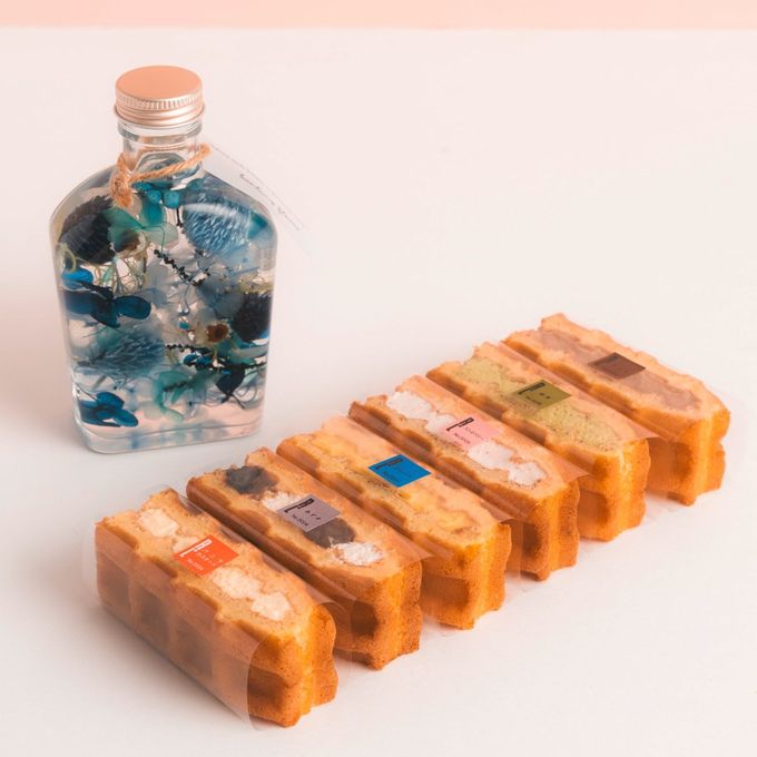 【送料無料】ハーバリウム＆ワッフルケーキ6種セット ブルー  1