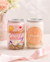 Happy Birthday プリントケーキ缶 ギフトセット（250ml×2缶）【いちご・もも】