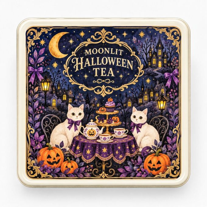 MOONLIT HALLOWEEN TEA 焼き菓子缶（バターキャラメルシューケット・メレンゲクッキー） 2