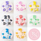 薔薇デザインプレートセット♪アイシングクッキーセット（プレート＋装飾ハート2つ）＋でお好きなアルファベットや数字をお選びください。オリジナルメッセージ可。全8色。誕生日や記念日、推しのお祝いなどにオススメ《アルファベット・数字：12枚》 1