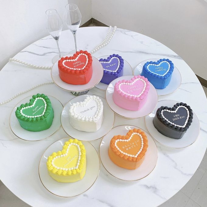 ハート型フリルセンイルケーキ♪ 4号《選べる9色｜ハート型｜センイルケーキ｜お好きなメッセージ✧》 4
