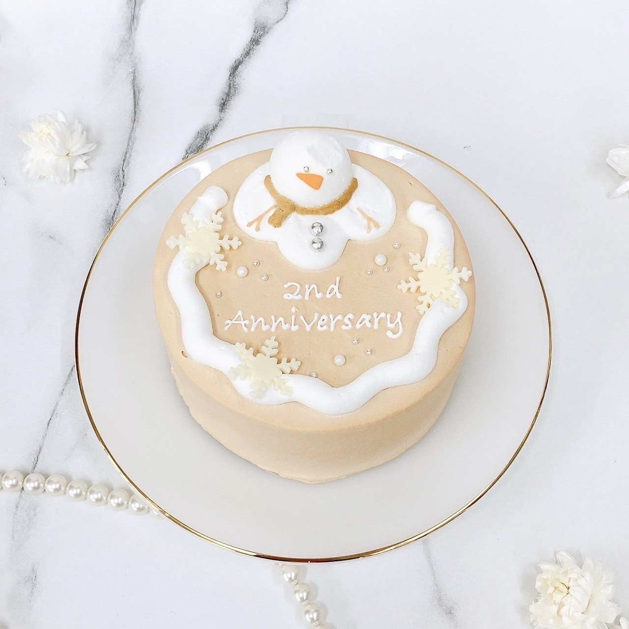 とろける雪だるまケーキ・*+ 4号センイルケーキ《選べる9色