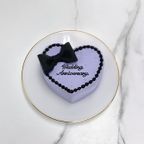 ◯ハート型黒リボンセンイルケーキ 4号《選べる9色｜韓国｜誕生日｜お好きなメッセージ》 2