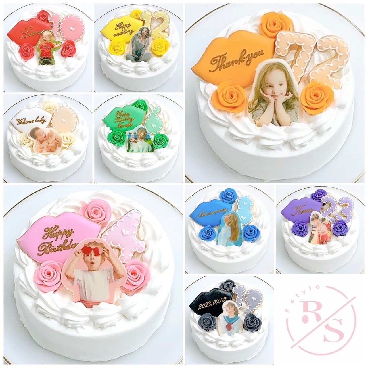 ◯リップセミオーダーケーキ✧ 4号《選べる9色｜写真ケーキ｜センイル