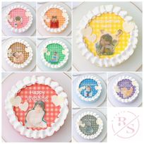 ギンガムチェックプリントケーキ✧ 6号《選べる9色｜写真ケーキ｜センイルケーキ｜お好きな写真とメッセージ♪》 