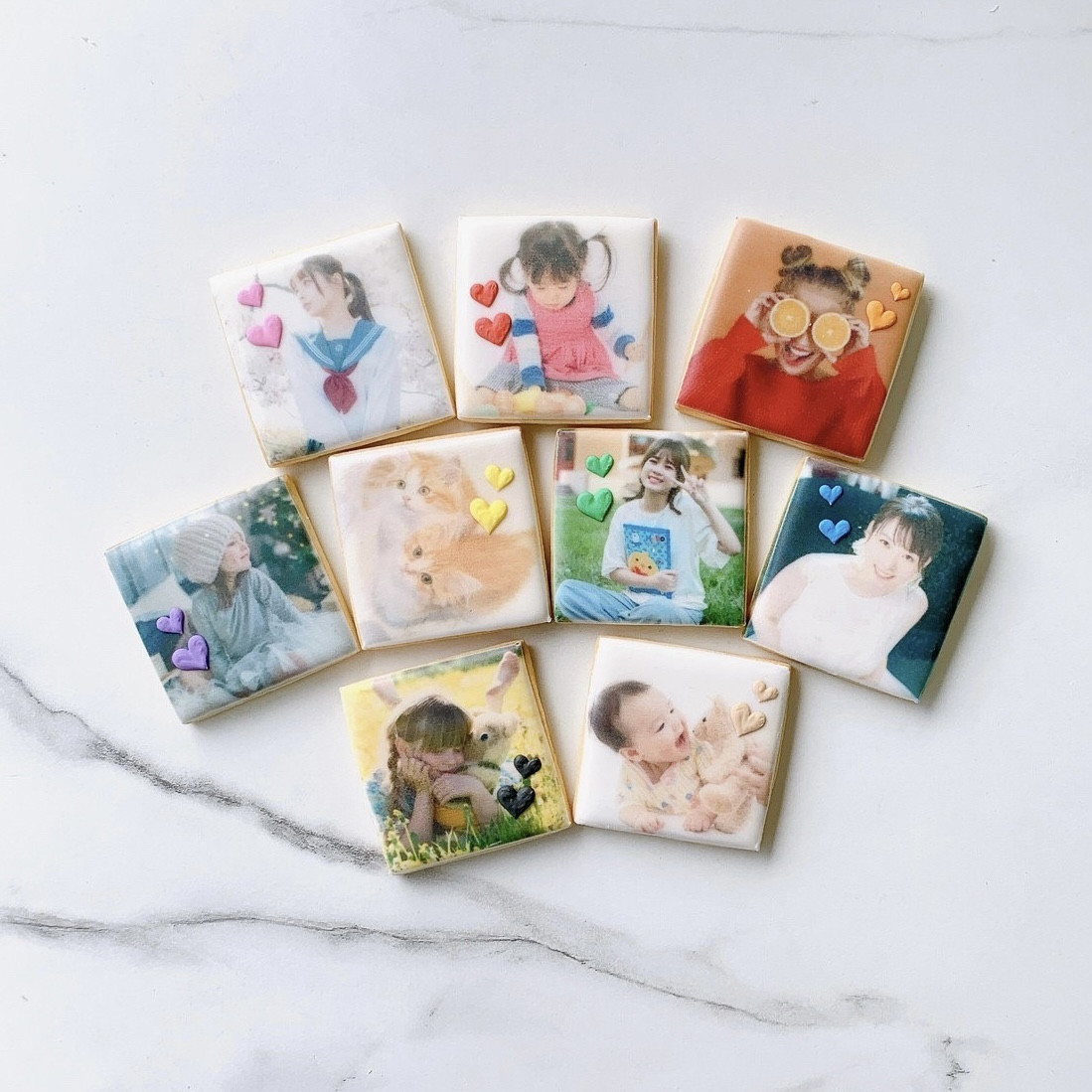 プチハート付きプリントクッキー❤︎ 2枚《ハートの色は全9色/お好きなお写真をプリントします♪》 6