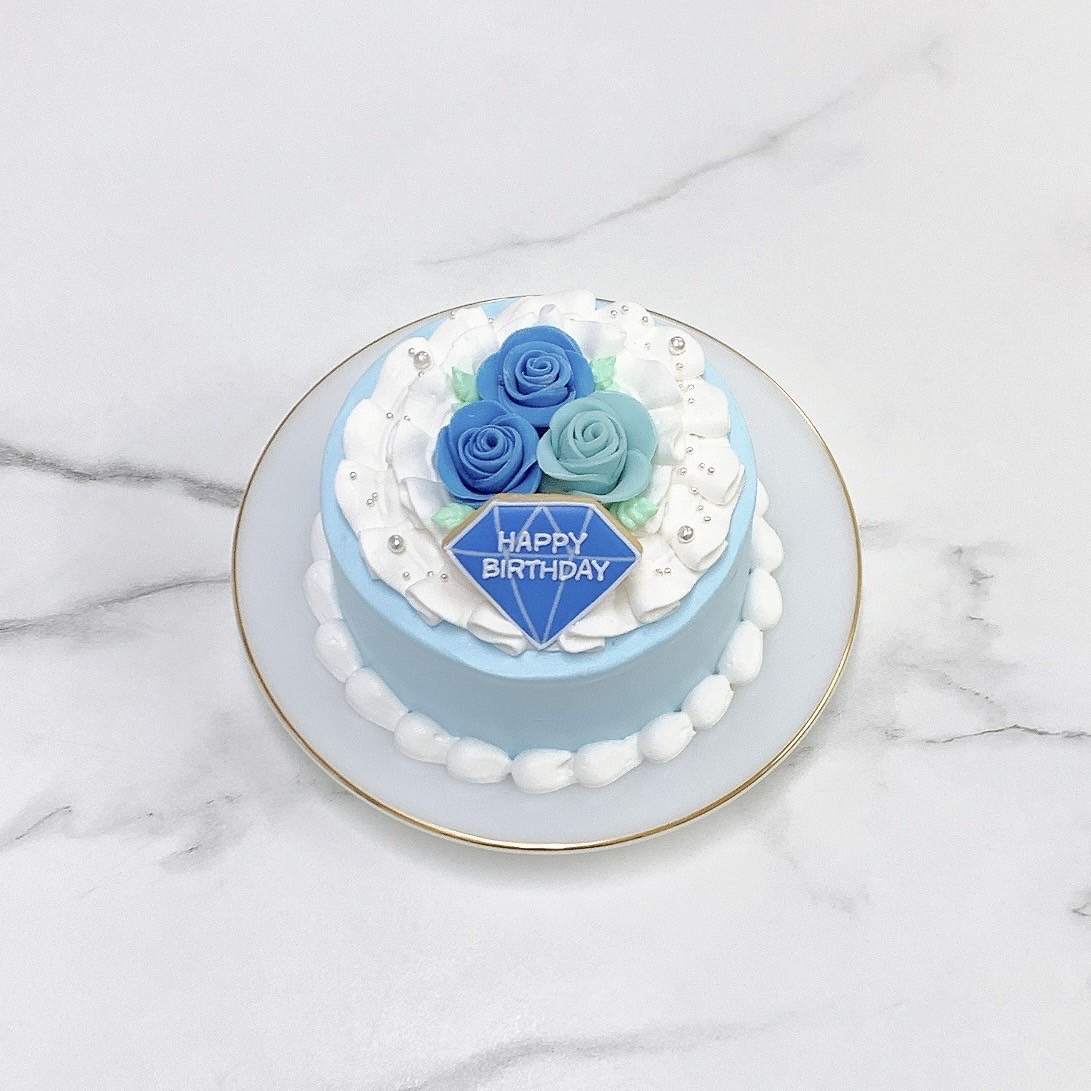ダイヤプレート＆薔薇ケーキ 4号《選べる9色｜センイルケーキ