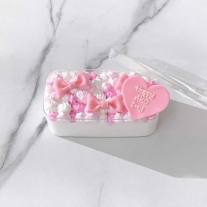 ◻︎［プチケーキBOX］ハートプレート付きリボントッピングケーキ 《選べる9色｜お好きなメッセージ♪》 2