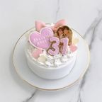 フリルセミオーダーケーキ 4号《選べる9色｜リボン付き｜写真ケーキ｜プリントケーキ｜お好きな写真やメッセージで♪》 4