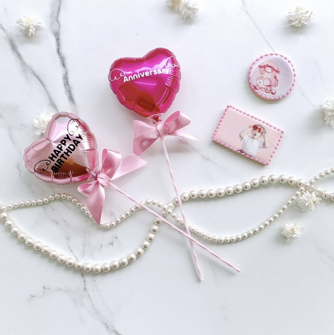 ❤︎プリントクッキー1枚＆スティックバルーン1本（羽デザイン）最強SET❤︎《選べる12色＆お好きなメッセージとお写真》 4
