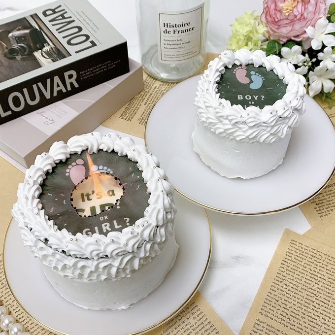◻︎燃える演出♪ バーンアウェイ ジェンダーリビールケーキ【性別発表】 3号《 センイルケーキ｜サプライズ 》 1