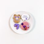 ◻︎サングラスくまちゃんお祝いSET（プリントクッキー・数字・メッセージクッキー付き）【選べる9色｜アイシングクッキー｜ケーキにのせるだけでオリジナルケーキの完成♪】 3