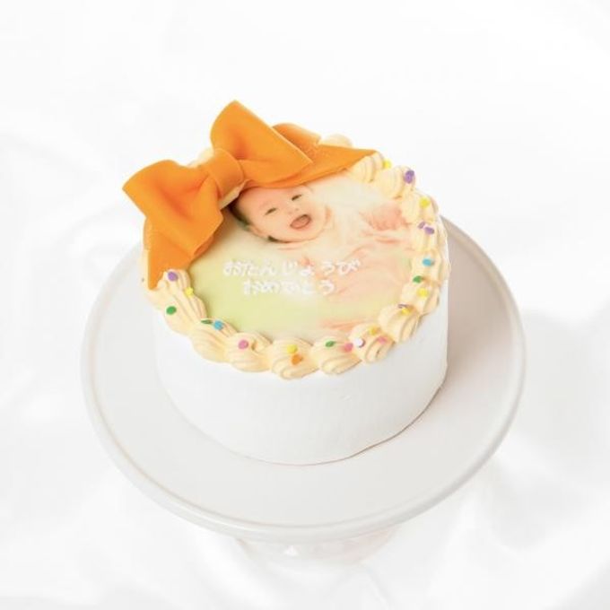 リボン付き写真ケーキ✧ 4号《選べる8色｜プリントケーキ｜センイルケーキ｜お好きなメッセージで♪》 2