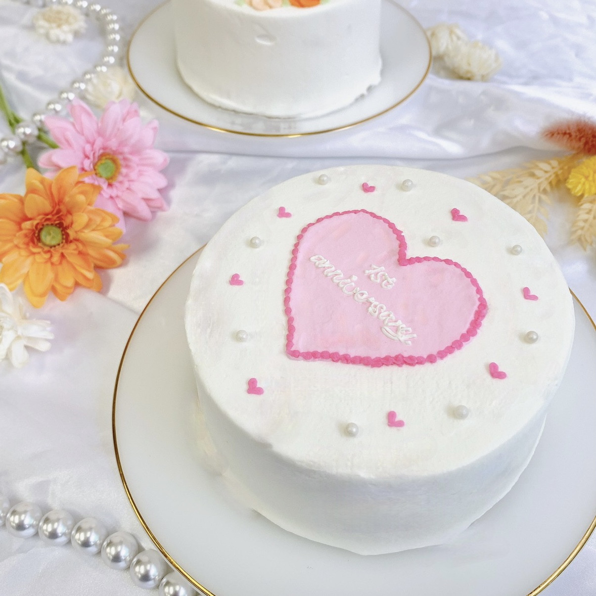 フラワーケーキ★ビッグハート BIGハートセンイルケーキ❤︎ 5号《選べる9色｜ハート｜韓国｜お好きな