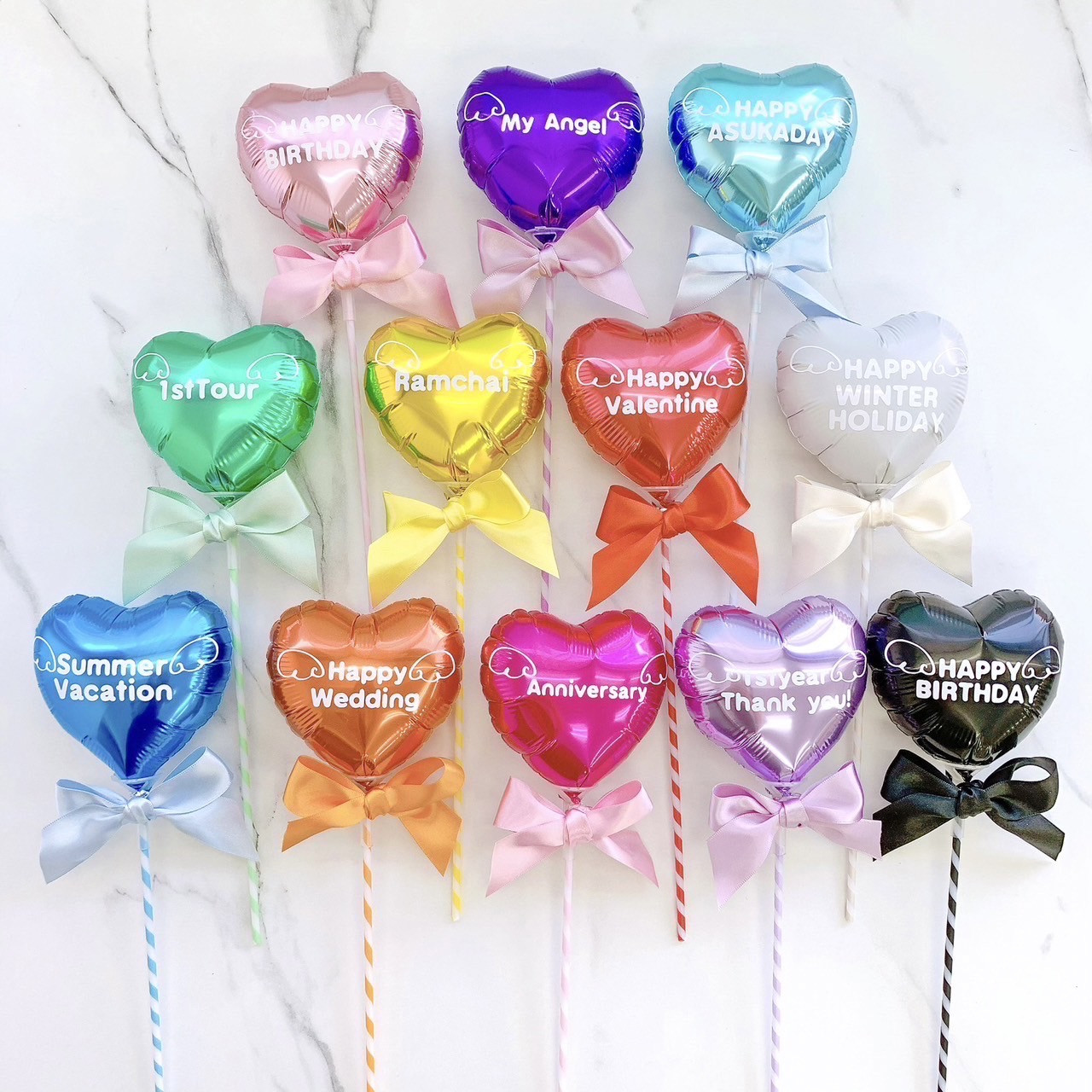 ❤︎プリントクッキー1枚＆スティックバルーン1本（羽デザイン）最強SET❤︎《選べる12色＆お好きなメッセージとお写真》 8