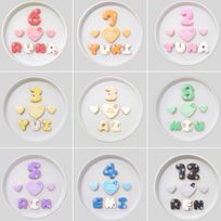 雪だるま＆雪の結晶デザイン プレートセット♪アイシングクッキーセット（プレート＋装飾ハート2つ）＋でお好きなアルファベットや数字をお選びください。オリジナルメッセージ可。全9色。誕生日や記念日、推しのお祝いなどにオススメ《アルファベット・数字：7枚》