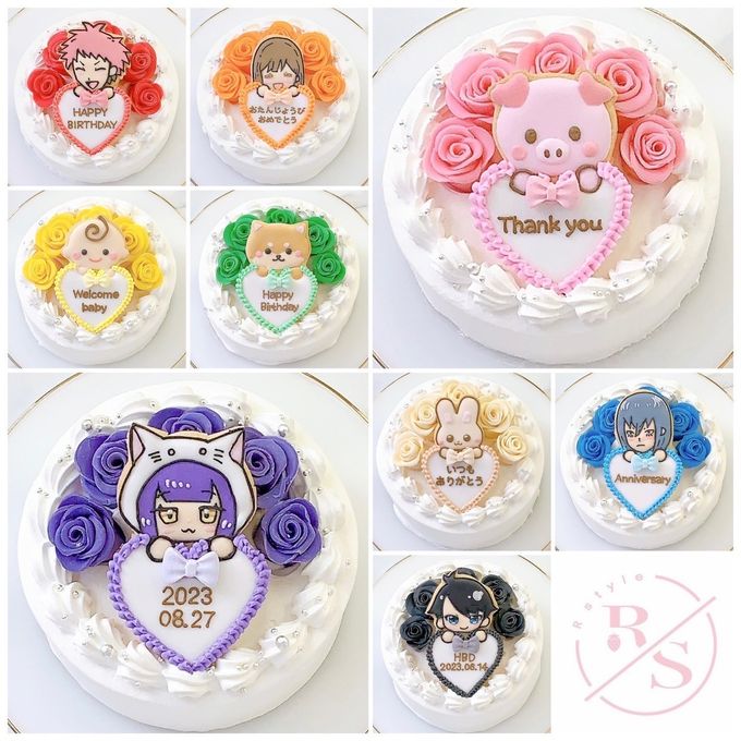 ◯プレート持ちイラストクッキー付き✧薔薇ケーキ 5号《選べる9色｜お好きなイラストで✧》 1