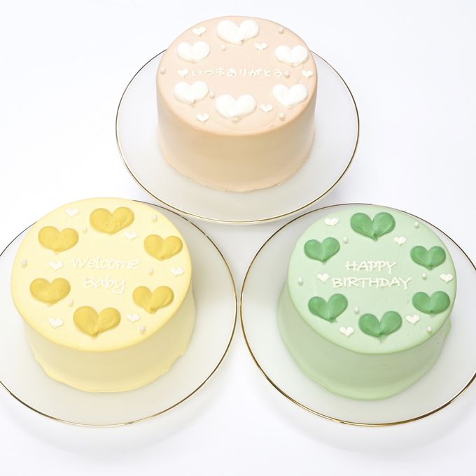 くすみハートデザインセンイルケーキ 3号《選べる9色｜お好きなメッセージ✧》 6